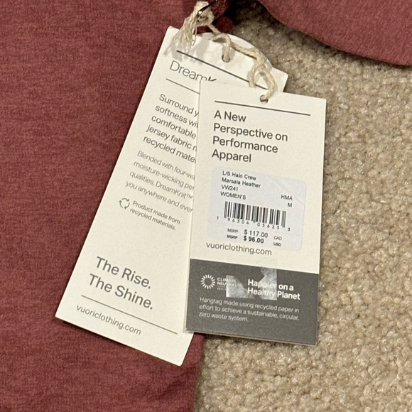 Vuori Halo Crew Long Sleeve Marsala Heather-Med & Large - Picture 7 of 8